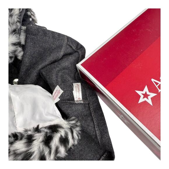 American Girl Doll Nellie Holiday Coat Woolen Hat Faux Fur Animal Print Cape Box - Picture 6 of 9
